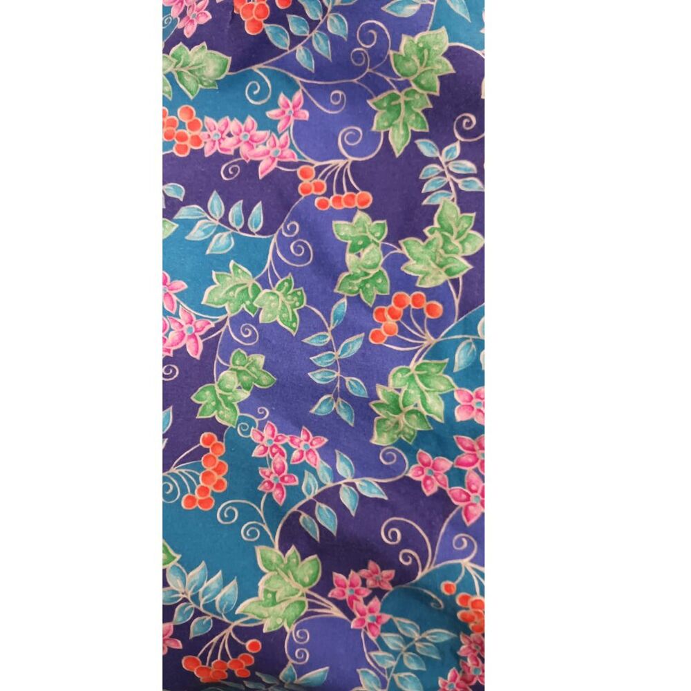 Vintage Handmade Blue & Purple Floral Print Tropical Hawaiian Vibes Skirt Small - Picture 6 of 7